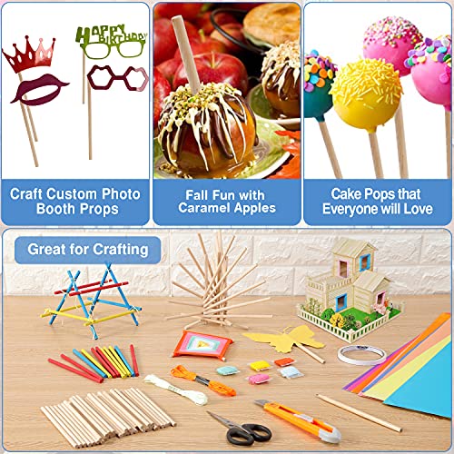 Wood Dowels 1/4 Inch x 6", 200 Wooden Dowel Rods, Wooden Dowels for