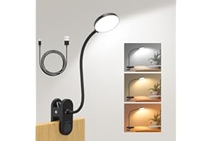 ZAPLIT 61 LED Rechargeable Reading Lamp, 3 Color Modes & 10 Brightness Levels, 2000mAh Clamp Lamp with USB-C, 15.8'' Flexible