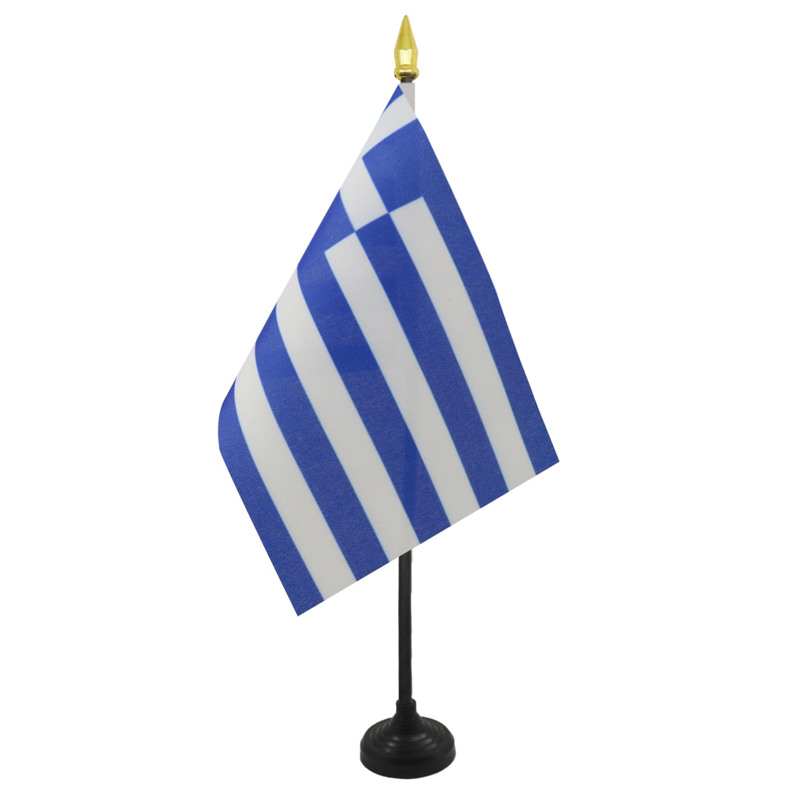 AZ FLAG - Greece Table Flag 4'' x 6'' - Greek Mini Desk Flag 100% Polyester 15 x 10 cm - Office Mini Banner with 10'' Pole - Golden Spear