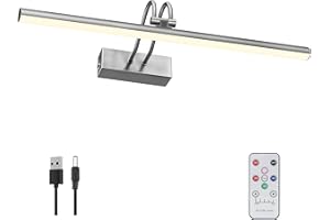 HEAGEERO Picture Light,Battery Operated Picture Light with Remote Control, Wireless Picture Lights for Wall Paintings with Timer and Dimmable,16" Art Light for Paintings, Frame, Photos(Black Nickel)