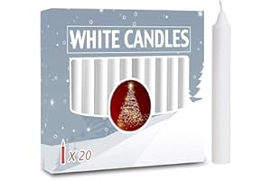 NORDICO CANDLELIGHTS 20 pcs Candles for Christmas Tree - Chime Decorations - Christmas Pyramids Carousel - Magic Ritual Spell - 4-inch X 0.5-inch Diameter (20 pcs, White)