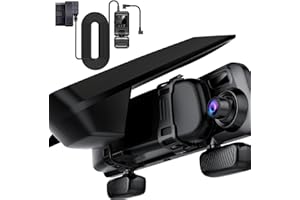 PRUVEEO 12'' Mirror Dash Cam with Microwave Radar Detector, 4 Channel Camera 1080Px4, Front, Left, Right, Rear Mirror Camera, IR Night Vision,GPS,Parking Monitor, Free 128GB Card