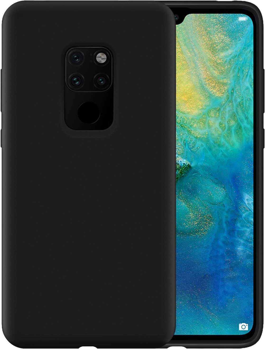 Liquid Silicone Phone Case for Huawei Mate 20/Full Body Protection/Shockproof/Gel Rubber/Cover Case Drop Protection Black