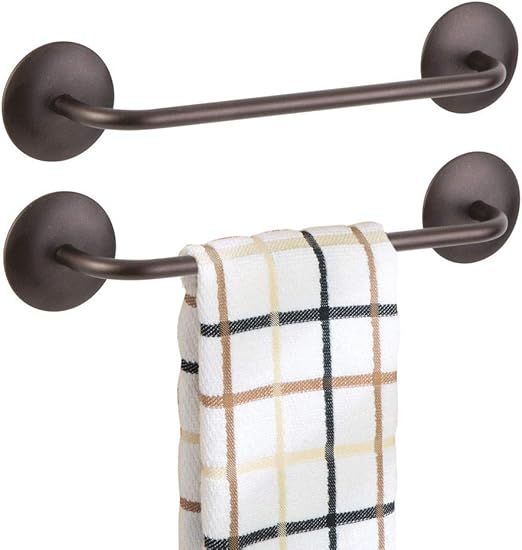 Amazon Com Mdesign Decorative Metal Small Towel Bar Strong Self