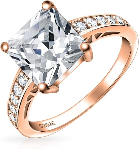 Amazon ブリングジュエリー バンドローズ金メッキ プリンセスカットcz婚約指輪3ctサイズ 9号 リング 通販