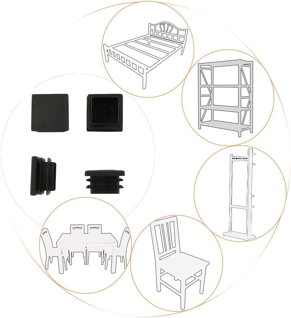 sourcing map Home Office Plastic Square Tube Inserts End Blanking Black 25mm x 25mm 10 Pcs - Image 4