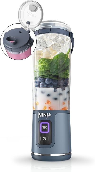 Ninja Blast Portable Blender 530ml Cordless Leakproof Sip Spout Denim Blue