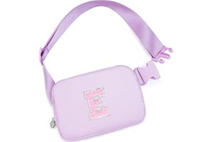 JLDLAI Purple Belt Bag Crossbody bag Initial Fanny Waist Pack Small Travel Essential Birthday Christmas Gift for Teen Girl 4 5 6 7 8 9 10 11 12 13 14 Year Old Preppy Cute Trendy Girly Stuff Letter Lavender E