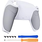 eXtremeRate White & Gray Performance Rubberized Grip Custom Back Plate Bottom Shell Compatible with ps5 Controller, Replacement Back Shell Cover Compatible with ps5 Controller