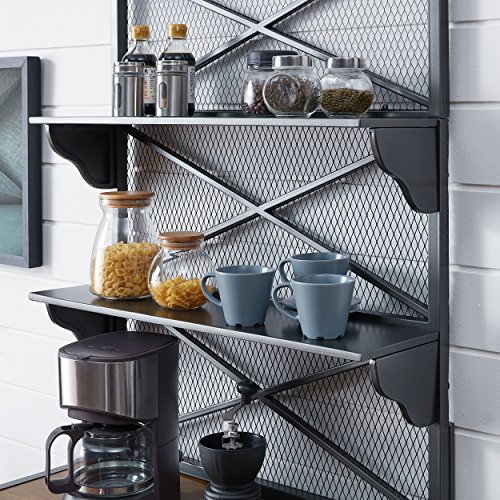 Furniture HotSpot Bakers Rack- Black w/Natural Pine - 27” W x 14.5” D x 65.25” H