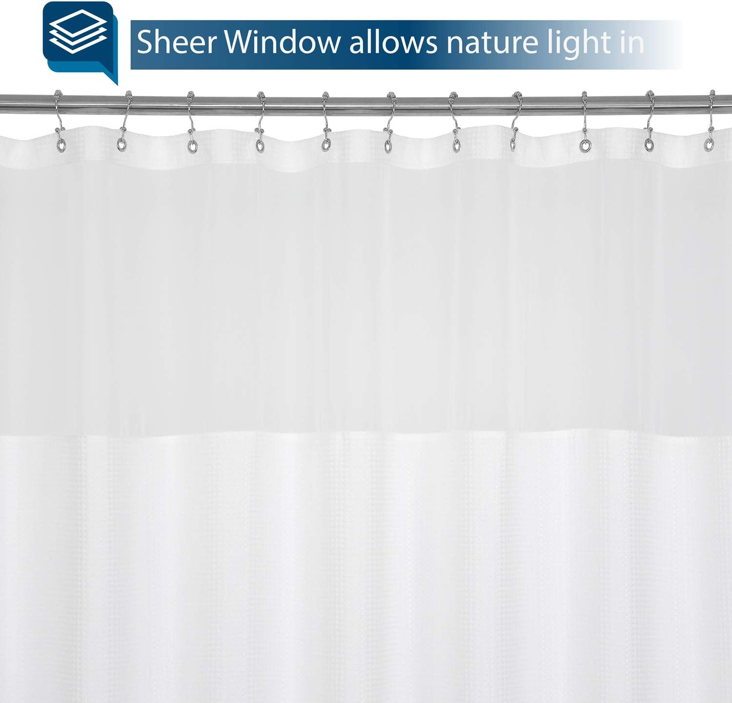 Shower Curtains Hotel Collection White 78x78 230GSM Heavyweight Machine Washable Barossa Design