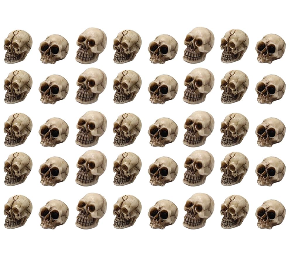 Photo 1 of 40Pcs Halloween Mini Skulls Miniature Skeleton Head Figurine for Halloween Decoration Crafts