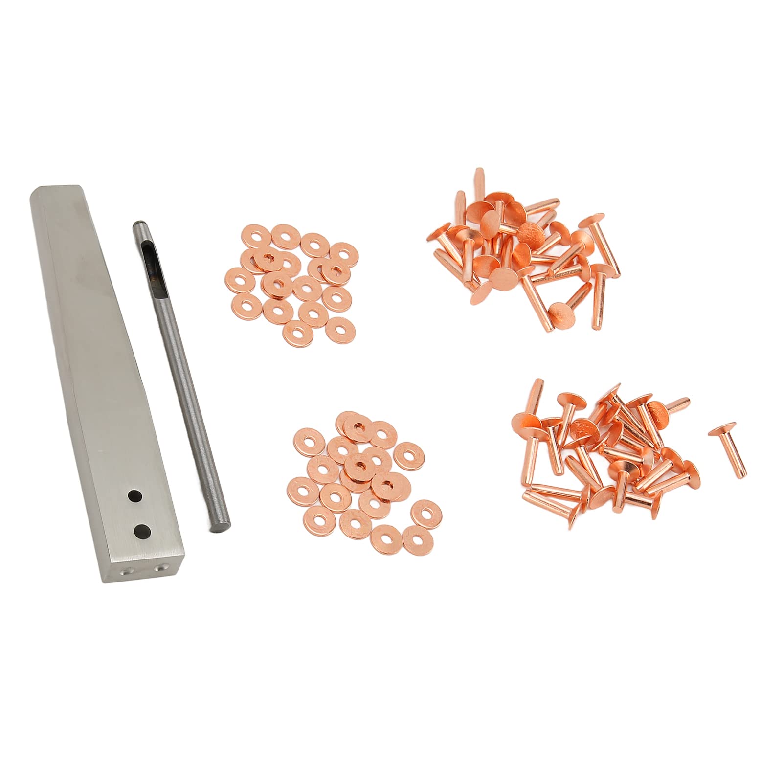 Copper Rivets Burrs Kit, Hand Made Copper Rivets with Setters for Bag (Style C)