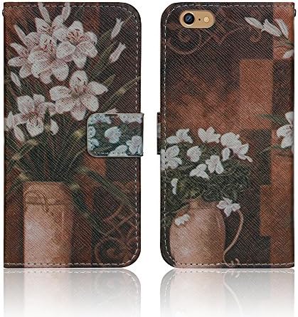 For iPhone 6 6S Pouch Case, RJTCASE Pu Leather Folio Flip Stand With Card Holder Wallet Cover Case For Apple iPhone 6 6S 4.7 Inch [Lilies Flower Painting Pattern]