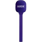 R&Oslash;DE Interview GO Handheld Adaptor for R&Oslash;DE Wireless Microphones (Purple) | Handheld adapter with foam windshield for interviews, field presentations and content creation