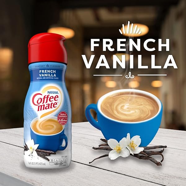 NESTLE COFFEE MATE FRENCH VANILLA COFFEE CREAMER LIQUID FOR WARM RICH FLAVORED COFFEE LACTOSE FREE GLUTEN FREE NON DAIRY CREAMER FOR UP TO 32 CUPS (16 OZ)