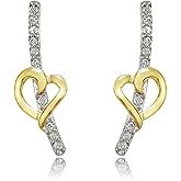 Hoops & Loops 925 Sterling Silver CZ Crawler Earrings for Women - 14k Gold, Rose Gold Flash Plate A+++ Cubic Zirconia Single/Double Row/Twist/Graduated/Dangle/Heart/Dove/Shooting Star/Olive Branch