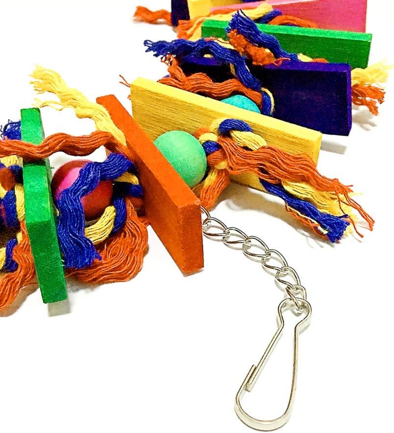 ANIAC Bird Chewing Toys Parrots Wooden Block Perches with Colorful Rope African Grey Swing Birdcage Accessories Parakeet Climbing Stand bar : Pet Supplies