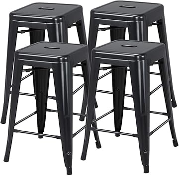 Counter Height Bar Stools Set Of 4 Metal Bar Stools Industrial Metal Stool Patio Furniture 24 Inches Kitchen Counter Stool Indoor Outdoor Stool Moden Stackable Barstools Restaurant Dining Chairs Stools Bar Chairs