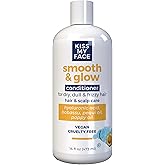 Kiss My Face Smooth & Glow Conditioner, For Dry and Frizzy Hair, Hair and Scalp Care, Hyaluronic Acid, Vegan and Cruelty Free, 16 Fl Oz