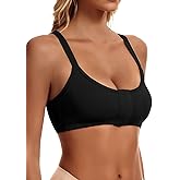 Leovqn Post Surgical Bras Front Closure Compression Surgery Bra Mastectomy Wirefree Bras with Removable Breast Pads
