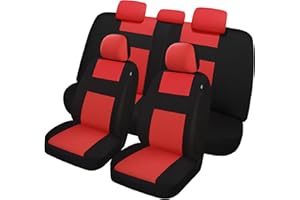 VarCozy Car Seat Covers Full Set, Breathable Cloth Front and Rear Split Bench Seat Covers for Car, Universal Cloth Seat Covers for SUV Sedan Van, Automotive Interior Covers, Airbag Compatible