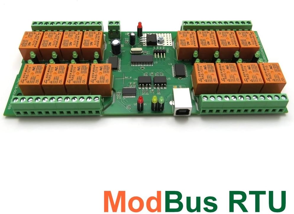 USB 16 Relay Board - ModBus RTU, Timers, PCB, 12VDC
