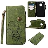 Moto G5 Plus Case, Moto G Plus (5th Gen) Case, Linkertech [Kickstand Feature] PU Leather Wallet Flip Pouch Case Cover with Wrist Strap & Card Slots for Motorola Moto G Plus (5th Generation) (C-4)