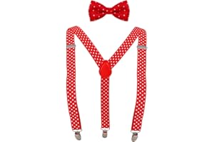 Kakaco Bow Tie and Suspenders for Men Polka Dot Bowties Costume