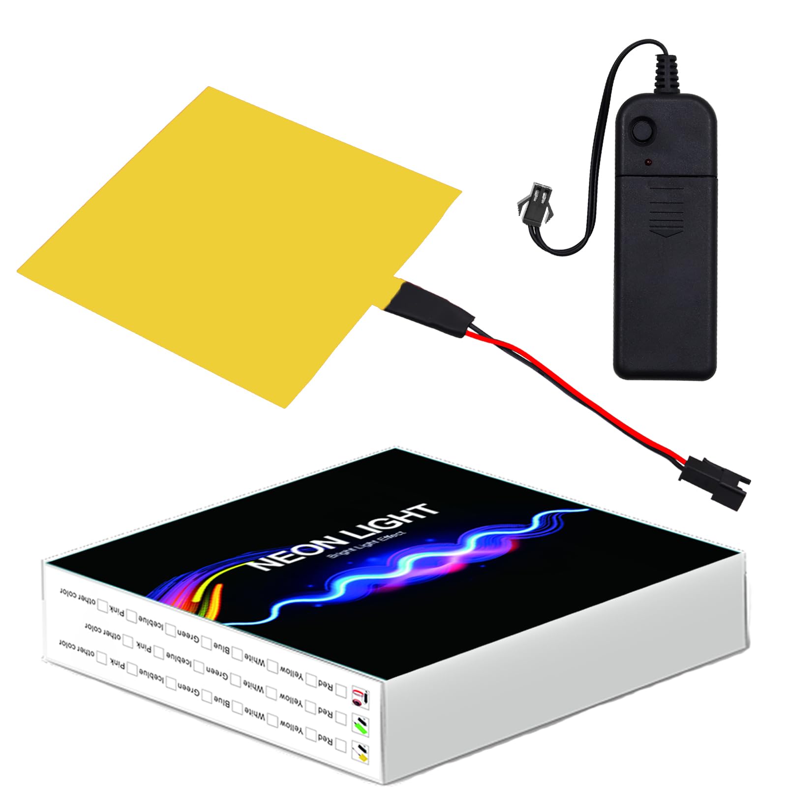 Ygmylandbb Electroluminescent Panels, EL Panels Light, EL Sheets 10 cm x 10 cm (3.93" x 3.93") ON/Slow Flash/Fast Flash, Yellow, 1Pack