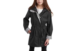 URBAN REPUBLIC Girls Rain Jacket - Waterproof Slicker Shell Anorak Jacket Lightweight Kids Rain Coat with Pockets (7-16)