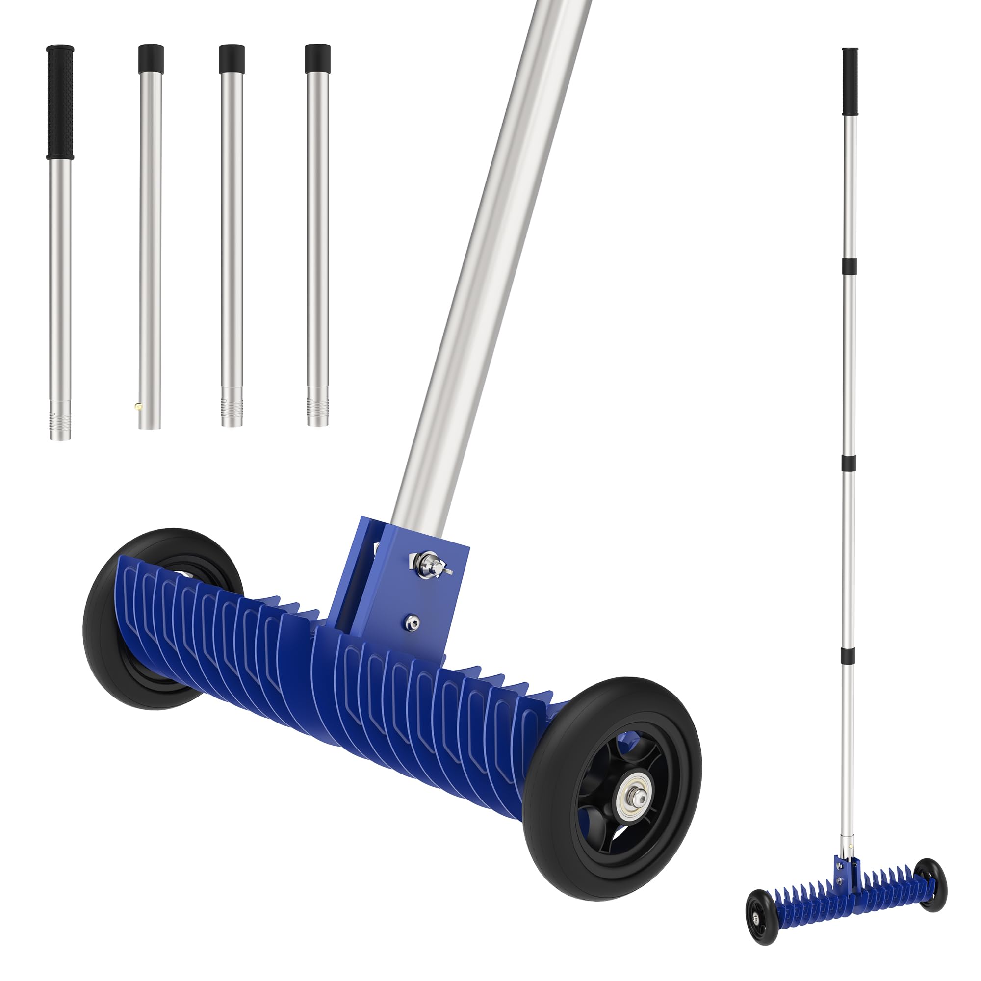 Photo 1 of (PARTIAL SET) JouZYA Lawn Thatch Rake, 15-Inch Steel Dethatching Tool, Adjustable 0-15° Angle and 38-68 Inch Length, Heavy-Duty Yard Rake for Dead Grass Removal and Lawn Care (Blue)