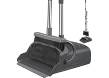 kelamayi Broom and Dustpan Set for Home, Office, Indoor&Outdoor Sweeping, Stand Up Broom and Dustpan (Black&Gray)
