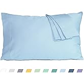 HOMTEC Pillow Cases, Standard Queen Size Cotton Percale Weave Pillowcases, Pre-Shrunk Breathable and Hypoallergenic Pillowcases, Set of 2 (2 Piece Standard/Queen 20 Inch x 30 Inch, Light Blue)