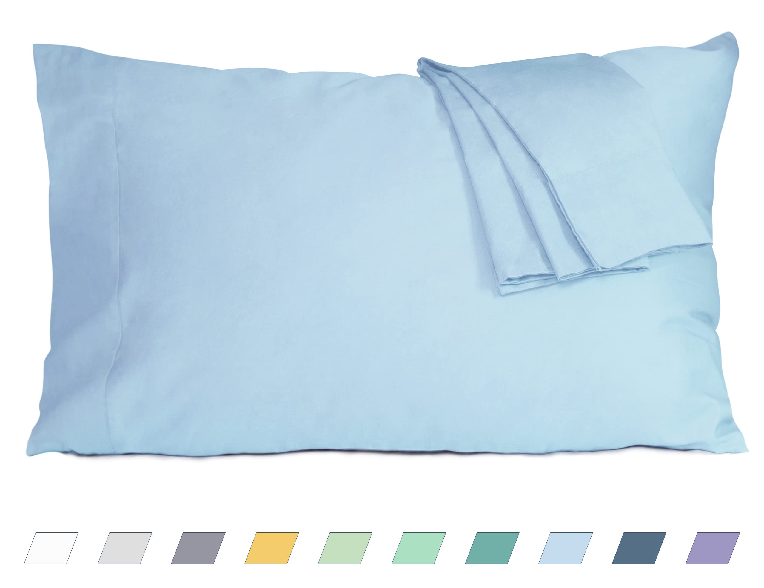 Photo 1 of HOMTEC Pillow Cases, Standard Queen Size Cotton Percale Weave Pillowcases, Pre-Shrunk Breathable and Hypoallergenic Pillowcases, Set of 2 (2 Piece Standard/Queen 20 Inch x 30 Inch, Light Blue)