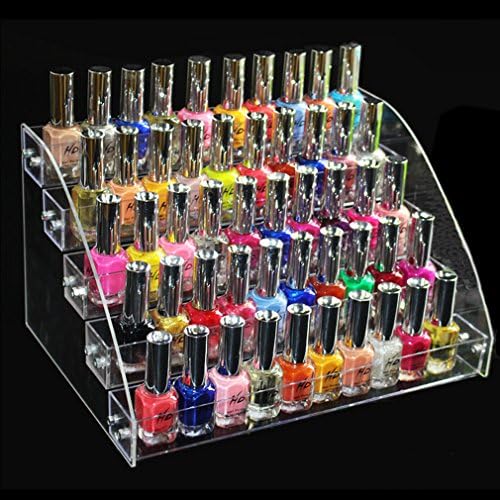 Mordoa Acrylic 5 Tiers Jewelry Display Stand Holder Makeup Cosmetic Clear Acrylic Organizer Lipstick Nail Polish Rack Display Shelf A13