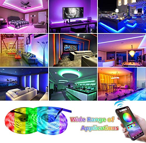 LED Strip Lights with Remote Control Color Changing LED Light Strip,WiFi Music Sync LED Light Strips,RGB Waterproof LED Lights Rope Lights for Bedroom TV Wall Kitchen Mirror Dorm Christmas Kids