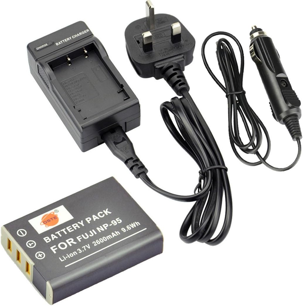DSTE NP-95 Rechargeable Li-ion Battery + DC29U Travel and Car Charger Adapter for Fujifilm FinePix F30 and Compatible with RICOH DB-90