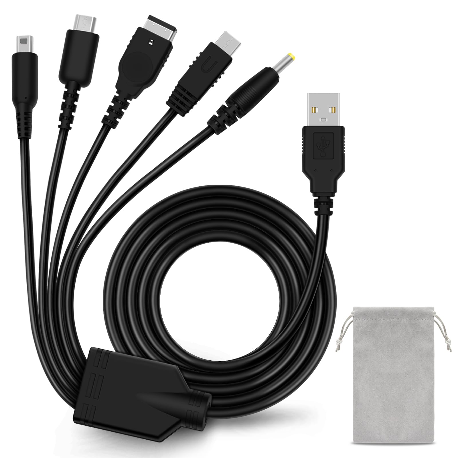 COMeap 5 in 1 USB Charger Cable for Nintendo 3DS, DS Charger, Compatible Nintendo DS Lite, New 3DS (XL/LL), New 3DS, 2DS, DSi XL, NDS, Wii U Gamepad, GBA SP, PSP 1000 2000 3000