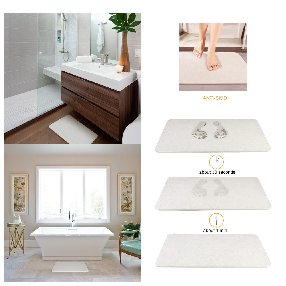 Bath Mat,Homeweeks Diatomaceous Earth Absorbent Fast Drying Bath Mat