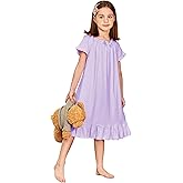 Arshiner Girls Nightgowns Sleepwear Short Sleeve Victorian Pajama Dress Soft Princess Sleepshirt for 3-12 Years Kids