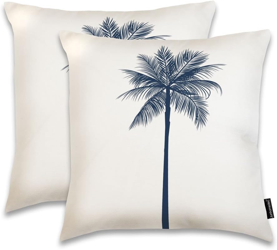 JUNHOMEDEC Palm Tree Pillow Cover Home Decorative Throw Pillow Cover Cushion Sham Tropical Plants Throw Pillowcase for Car Seat Sofa Chair Room Decor Square 18" X 18", Set of 2 (YIJIE20180202-191)