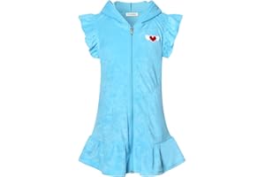 Perfashion Swimwear Cover Up for Girls Terry Swim Cover Ups Hooded Kids Zip-up Cover-ups