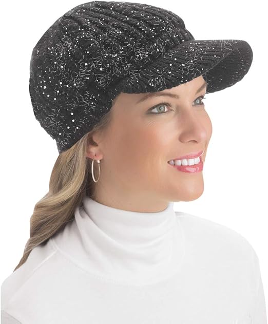 knit beanie hat with brim