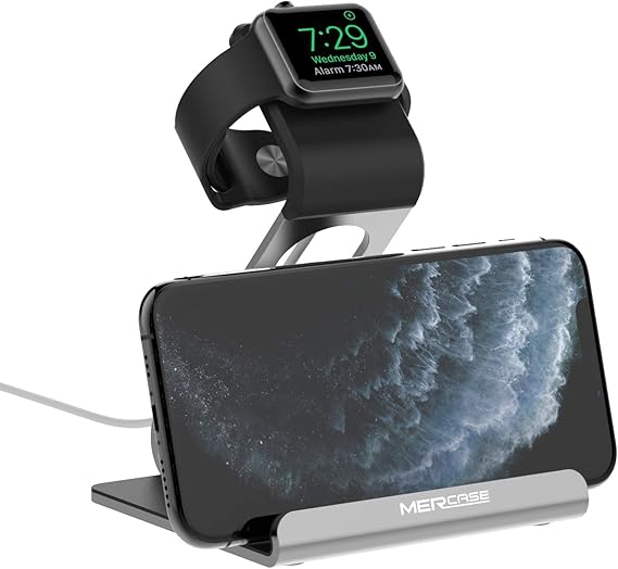 Amazon Com Apple Watch Stand Mercase Aluminum Nightstand Iwatch Iphone Universal Desktop Stand Holder Charging Station For Iwatch Series Se 6 5 4 3 2 1 Iphone 11 11pro 11max Xs X Max Xr X 8 8plus Space Gray
