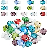 SUNNYCLUE 1 Box 26Pcs Lampwork Glass Fish Beads Bulk Sea Animal Bead Cute Cartoon Fishes Charms Ocean Animal Loose Spacers for Bracelets Earrings Necklaces Jewelry Making DIY Crafts Summer Beach Decor