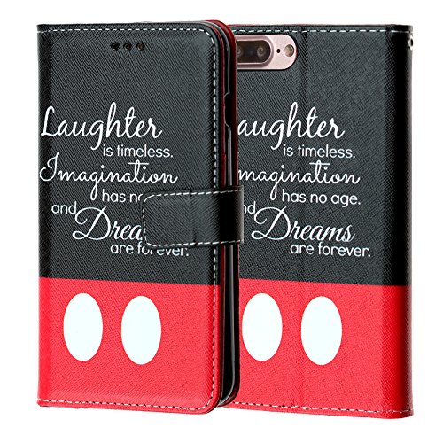 iPhone 7 PLUS Wallet Case, IMAGITOUCH Folio Flip PU Leather Wallet Case with Kickstand Wrist strap and Card Slots for iphone 7 PLUS – Disney Quotes Laughter is timeless Wallet