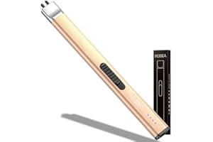 [Stocking Stuffers for Women & Men] REIDEA Electric Lighter Gifts for Candle Lovers, Retractable Top Windproof Flameless USB Rechargeable Arc Safe for Adults, R1 Flat, Champagne Gold