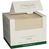 Clean Skin Club Bamboo Viscose Clean Towels® XL 100% USDA Biobased Face Towel, Disposable Face Towelette, Makeup Remover Dry Wipes, Ultra Soft, 50 Ct, 1 Pack