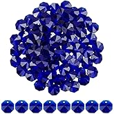 CRAFTYMELODY 80Pcs Crystal Octagon Beads 2 Holes Blue Faceted Glass Sew on Rhinestones Chandelier Prism Beads Suncatcher Bead for Lamp Hanging Pendant Home Decoration Jewelry Making DIY Crafts